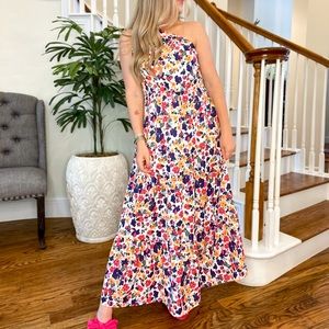 NWT One Shoulder Bow Floral Tiered Maxi- Spring, Easter, Wedding, Floral